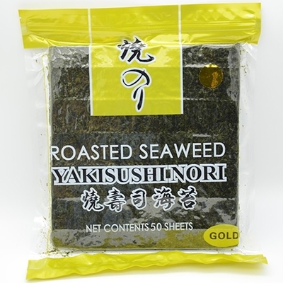 Золотые зажаренные в духовке листов водорослей Nori морской водоросли Yaki Nori хрустящие 50