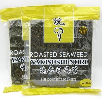 Золотые зажаренные в духовке листов водорослей Nori морской водоросли Yaki Nori хрустящие 50