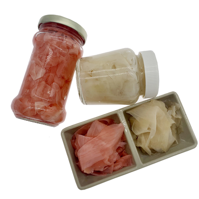 китайский сладкий замаринованный кусок имбиря 340g белый и розовый в бутылке
